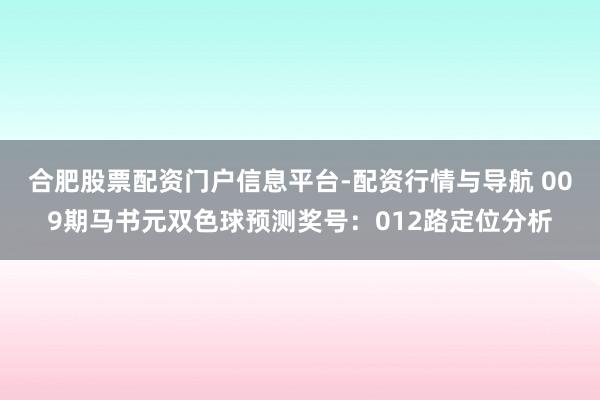 合肥股票配资门户信息平台-配资行情与导航 009期马书元双色球预测奖号：012路定位分析