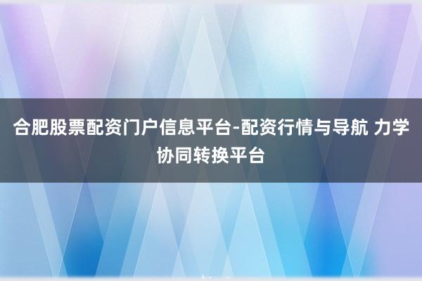 合肥股票配资门户信息平台-配资行情与导航 力学协同转换平台