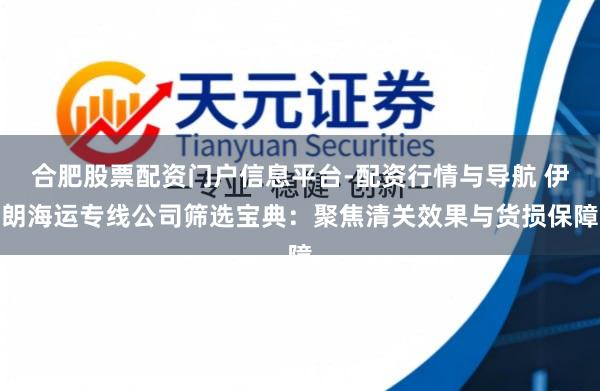 合肥股票配资门户信息平台-配资行情与导航 伊朗海运专线公司筛选宝典：聚焦清关效果与货损保障