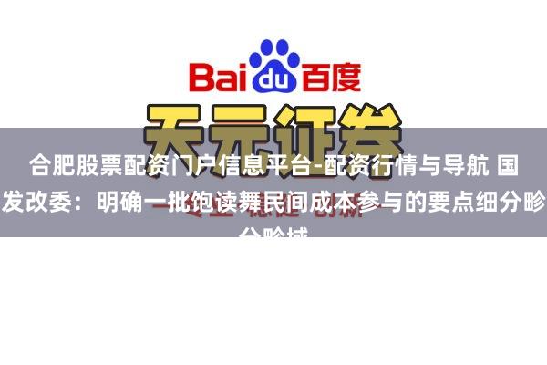合肥股票配资门户信息平台-配资行情与导航 国度发改委:明确一批饱读舞民间成本参与的要点细分畛域