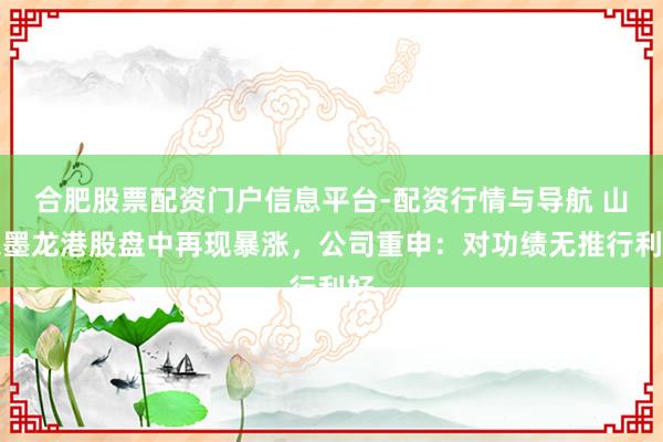 合肥股票配资门户信息平台-配资行情与导航 山东墨龙港股盘中再现暴涨，公司重申：对功绩无推行利好